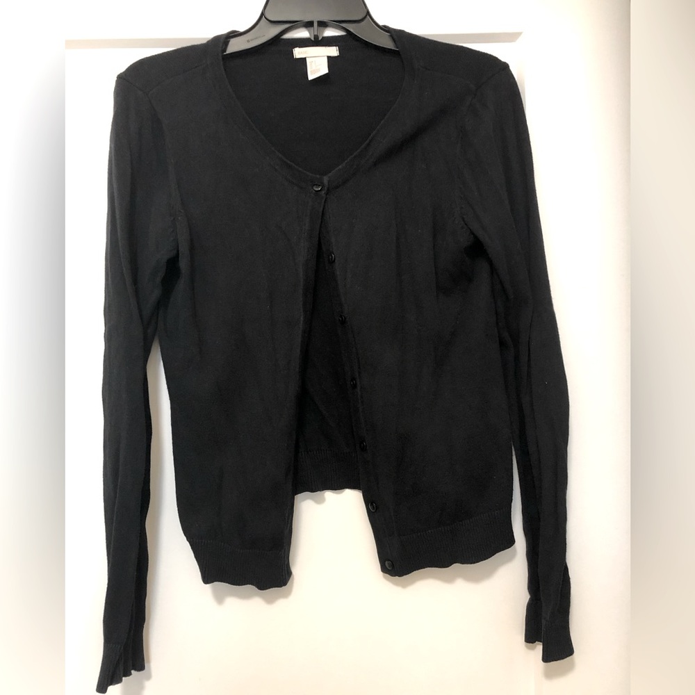 Black H&M short cardigan with buttons down the front